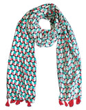 India Scarves WomenS Viscose Geoi Design Red,Green,White And Green Colour Fragrance Stole, 75 Cm X 185 Cm, With Free Hanger