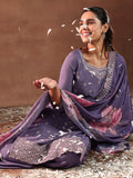 Libas Women'S Silk Blend Embroidered Kurta Set (49221 Purple Purple S