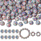 LAIDANLA 120pcs 10mm White Mixed Rhinestone Beads Baseball Beads for Crafting, Shiny Round Shamballa Disco Beads, Sparkle Crysta