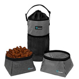 PetAmi Dog Food Travel Bag | Kibble Carrier for Dogs with Collapsible Dog Water Bowls Kit | Pet Food Travel Container Storage fo