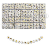 1400pcs Letter Beads Kit, 4x7 mm Acrylic Round Alphabet Beads Number Beads Heart Beads for Jewelry and Bracelet Making, in 28 Gr