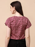 Wedani Women'S Casual Short Sleeves Round Neck Foral Top (Small Brown),Brown,S,Polyester,Western,