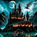 Apostle Black Castle and Dragon Diamond Art Kits for Adults, 5D Diamond Painting Kits for Beginners, DIY Full Drill Round Rhines