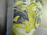 Plutus Brands Plutus Medici Marble Ink Handmade Throw Pillow, 20 X 20, Yellow/Gray/Black