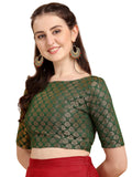 Oomph! Jacquard Green Readymade Blouse For Women - Rbbl60Xxl