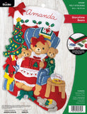 Bucilla Felt Applique 18 Stocking Making Kit, Storytime Bears, Perfect for DIY Arts and Crafts, 89328E
