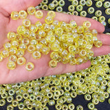 350pcs AB Color Pony Beads for Bracelets,6 * 9mm Yellow Acrylic Kandi Bead for Friendship Jewelry Making,Hair Beads for Braids(Y