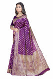 Sugathari Womens Banarasi Saree Pure Kanjivaram Silk Saree Soft New Ladies 2023 Design Wear Pattu Sarees Latest Party Sari Collections With Blouse Piece For Wedding Sadi (San Pari-192 Purple)