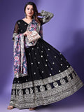 Wedani Georgette Embroidered Anarkali Dress For Women Black,BLACK,M,,,