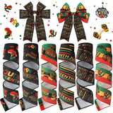 Yuxung 6 Rolls 30 Yards Juneteenth Ribbons Wired Edge Fabric Ribbons Craft Ribbon Assortment Themed Juneteenth Freedom Day Patte