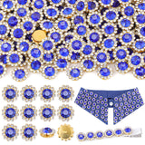 130 PCS 12MM Sew on Rhinestones for Bedazzling, Blue Crystal Flower Shape Claw Flatback Rhinestones for Crafting, Glass Rhinesto