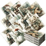 Hahafelt 10 Pcs 18 x 22 Inch Vintage Green Christmas Quilting Fabric Winter Snowman Fat Squares Reindeer Patchwork Precut Strips