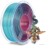 TECBEARS 4-Color Silk PLA Filament 1.75, Silk 3D Printer Filament, Shiny Silk Texture, 4 in 1 Red Yellow Green Black,1kg Spool
