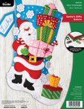 Bucilla Felt Applique Stocking Kit, Santas Gift Galore 18 Felt Applique Stocking Making Kit, Perfect for DIY Arts and Crafts,