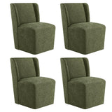 KISLOT Upholstered Dining Chair with Casters Wingback Modern Side Armless Deskchair with Rollers for Diningroom Bedroom Livingro