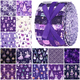Fanfanwin 40 Pcs Purple Christmas Quilting Fabric Roll 2.56 Inch Precut Fabric Squares Jelly Patchwork Nutcracker Snowman Fairy