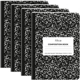 Alitte Composition Notebooks (4Pack) | College Ruled, 100 Sheets/Notebook | Black Marble Hard Cover, Smooth Thick Pages | 9.75X