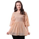 Wedani Women'S Casual Bell Sleeves Top (Medium Peach),Peach,M