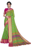 Glory Sarees Womens Organza Bandhani Saree With Blouse Piece (Organza101_Green)