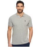 U.S. Polo Assn. Mens Classic Polo Shirt, TwoButton Closure Pique Polo Shirt, Summer Fashion Golf Shirt, Heather Grey, Small