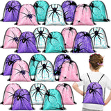 Lothee 30 Pcs Spider Party Favor Bags Spider Drawstring Bag Birthday Party Decorations Gift Treat Goodie Candy Backpack (Elegant