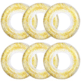 6 Pcs Inflatable Pool Float Tube 30 Inch Swimming Ring with Confetti Glitter Inner Tubes Transparent Swim Floaties Funny Water F