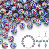 200pcs 10mm White Mixed Rhinestone Beads for Jewelry Making, Shiny Round Shamballa Disco Ball Beads, Sparkle Crystal Clay Christ