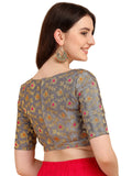 Oomph! Jacquard Grey Readymade Blouse For Women - Rbbl85Xxl