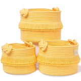 NaturalCozy 3-Piece Boho Decor Storage Basket Set - Cotton Rope Woven Baskets for Organizing! Small Basket for Baby Stuff, Baby