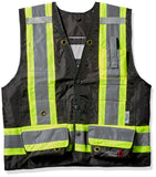 Viking Mens Professional Journeyman FR Surveyor Safety Vest Hi Vis Flame Retardant Ripstop Fabric, Black Small