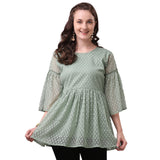 Wedani Women'S Casual Bell Sleeves Top (Large Rama),Rama,L