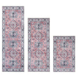 MATBAR Kitchen Rugs Sets of 3 Non Slip Washable Kitchen Mats for Floor 3 Piece Set Pink Kitchen Mat Set Boho Runner Rug Carpets
