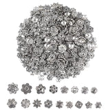 FEBSNOW About 160Pcs Tibetan Silver Spacer Beads Caps Bali Style Jewelry Making Flower Bead Caps for DIY Bracelet Necklace Earri