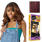 Sensationnel Butta Lace 90Sbangs Wigs - Unit 908 Glueless Wide Deep Part Synthetic Preplucked Hairline (BALAYAGEDARKCHERRY)