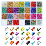 8400pcs Embroidery Glass Bugle Beads, Tube Bead Embroidery Kit for Crafts, Earrings, Bracelets, Necklaces, Jewelry Making(28 Col