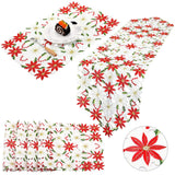 5-Piece Embroidered Table Runner and Placemats - Holly Poinsettia Christmas Table Decorations