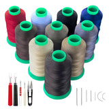 Sissewpro UV Resistant Upholstery Thread Heavy Duty for Hand Sewing Kit or Machines,10 Colors Pack 138 Thread 1oz Each, 7 Leathe