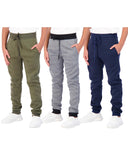 3 Pack: Boys Girls Youth Teen Active Athletic Basic Soft Tech Sports Fleece Jogger Soccer Track Gym Running Slim Fit Tapered Swe