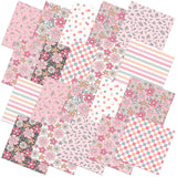 Hahafelt 10 Pcs Retro Pink Flower Quilting Fabric Bundles 20 x 20 Inch Spring Floral Quarters Squares Fat Fabric by The Yard Sew