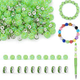 LAIDANLA 250pcs 12mm Green Rhinestone Beads and 8mm Rondelle Spacer Beads for Beadable Pens, Sparkly Shamballa Disco Ball Bead f