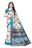 Anni Designer Women'S Blue Silk Printed Saree With Blouse (Mily Blue_Free Size),Blue,Free
