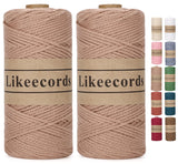 Likeecords 100% Cotton Cord Crochet Yarn Bag Cord 2mm 350Yards Braided Macrame Cord Macrame Rope Crochet Thread Gift for Knitter