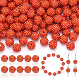 105pcs 10mm Rhinestone Beads for Jewelry Making, Orange Shiny Round Disco Ball Beads Bulk, Sparkle Crystal Clay Christmas for Br