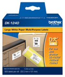 Brother DK1240 4x2in Die Cut White Paper Labels, 600 Labels per roll
