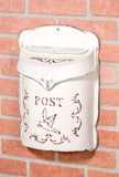 Red Co. 10.5x 15.5Aged White Shabby Chic Metal Wall-Mounted Embossed Post Mailbox Decoration