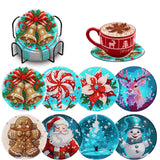 Denylo pro 8 Pcs Christmas Diamond Art Coasters Kits with Holder DIY Christmas Diamond Art Coaster for Adults Diamond Kits Suppl