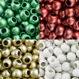 400 Acrylic Large Hole Beads for Crafts 8mm x 10mm Acrylic Barrel Beads with 4.8mm Large Hole, Matte Christmas Assortment