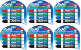 Expo 80174 Low Odor Chisel Point Dry Erase Marker Pack, Designed for Whiteboards, Glass and Most Non-Porous Surfaces, 4 Assorted