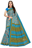 TAMAIRA FASHION Womens Plain Weave Pure Cotton Saree Without Blouse Piece(1354_Grey&PeacockBlue)