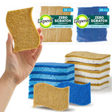 LEEPENK 72 PCS NonScratch Scrub Sponges,36 PCS Brown and 36 PCS Blue Kitchen Sponges for Cleaning,72 Dish Sponges for Kitchen A